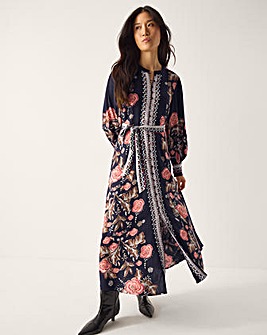 Monsoon Rosalie Floral Print Midi Dress
