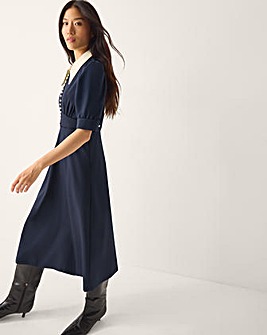 Monsoon Clay Collar Jersey Midi Dress