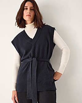 Monsoon Cohen Tie Waist Cable Knit Vest