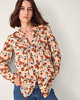Monsoon Olive Floral Print Blouse