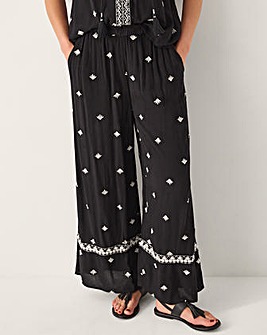 Monsoon Embroidered Wide Leg Trousers