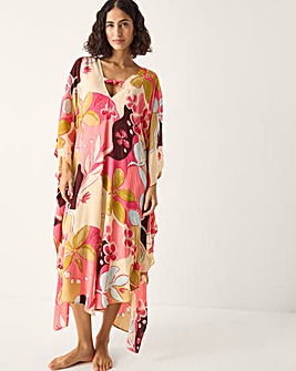 Monsoon Iris Floral Print Maxi Kaftan