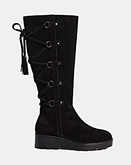 Joe Browns Suede Lace Up Boots Super Curvy Calf EEE Fit