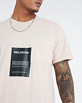 Religion Short Sleeve Acid Wash Patch T-Shirt