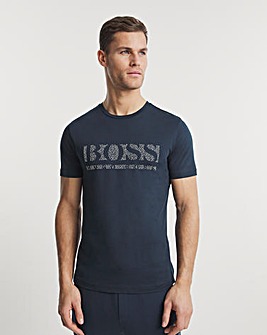 BOSS Navy Short Sleeve Pixel Logo T-Shirt