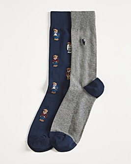 Polo Ralph Lauren 2 Pack Bear Print Socks
