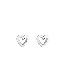 Simply Silver Sterling Silver 925 Open Heart Stud Earrings