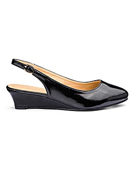 Slingback Low Wedge Court Shoes Wide E Fit