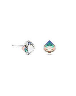 Simply Silver Sterling Silver 925 Multi Coloured Cube Stud Earrings