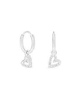 Simply Silver Sterling Silver 925 Mini Heart Hoop Earrings