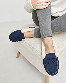 Fiora Suede Moccasin Slippers Wide E Fit