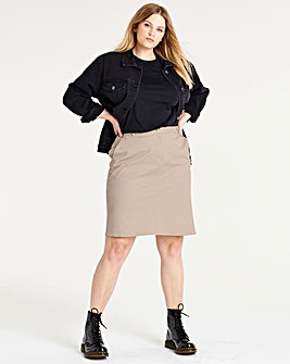 Cotton Rich Knee Length Stretch Chino Skirt