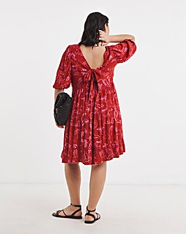 Pink Print Crinkle Skater Dress