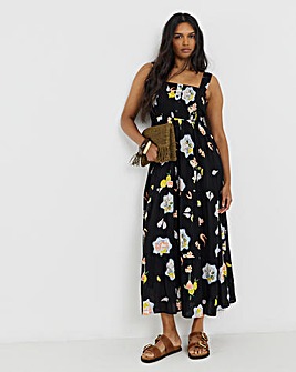 Crinkle Maxi Dress With Shirred Detail