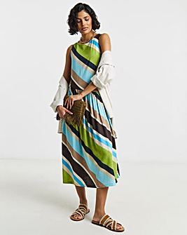 Stripe Linen Midi Dress