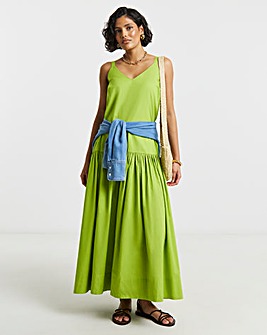 Chartruese Cotton Drop Waist Dress