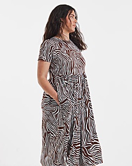 Zebra Print Supersoft Midi Dress With Pockets
