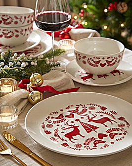 Festive Folk 12 Piece Dinner Set