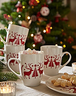 Festive Folk Set of 4 Mugs