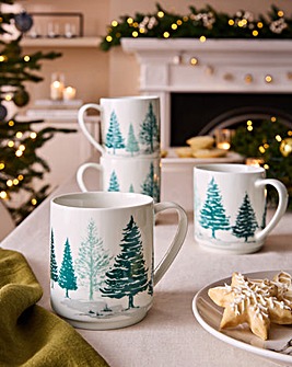 Winter Stag Set of 4 Stacking Mugs