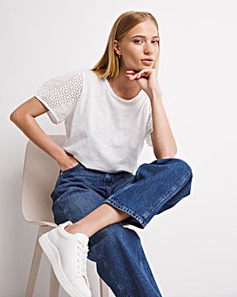 Whistles Broderie Sleeve T-Shirt
