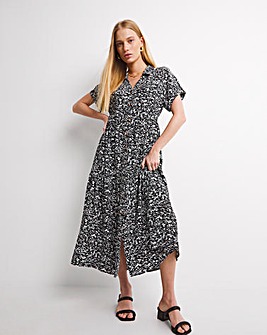 Whistles Abstract Smudge Print Tiered Midi Dress