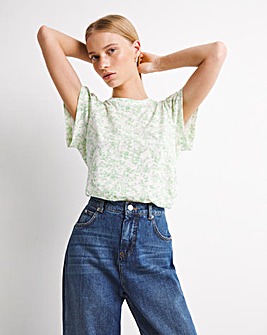 Whistles Baroque Floral Frill Sleeve Tee