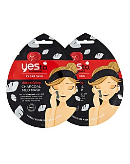 Yes To Tomatoes Detoxifying Charcoal Mud Mask Single Use - Set Of Two
