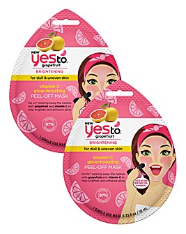 Yes To Grapefruit Vitamin C Glow Boosting Peel-Off Mask Single Use - Set Of Two