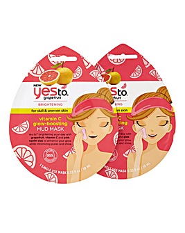 Yes To Grapefruit Vitamin C Boosting Mud Mask Single Use - Set Of Two