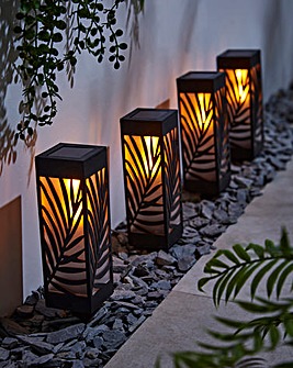 Palm Leaf Solar Stake Lights - Set of 4