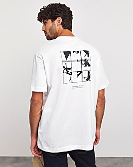 Calvin Klein Jeans Grid Monogram Short Sleeve T-shirt White