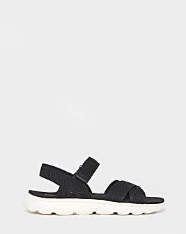 Cushion Walk Black Knit Strappy Sandals - Wide Fit (E)