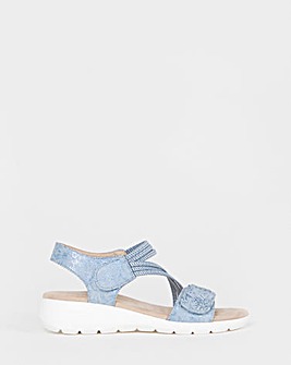 Cushion Walk Navy Printed Touch-Fasten Sandals - Extra Wide Fit (EEE)