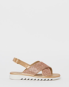 Cushion Walk Rose Gold Shimmer Sparkle Strap Slingbacks - Wide Fit (E)