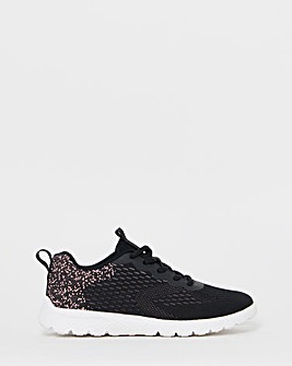 Cushion Walk Black/Pink Ombre Lace-Up Trainers - Wide Fit (E)