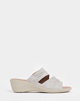 Cushion Walk Pink Ruched Wedge Mules - Extra Wide Fit (EEE)