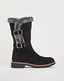 Cushion Walk Lined Winter Boot With Buckle Crepe Sole Extra Wide EEE Fit