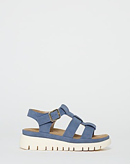 Cushion Walk Black Flatform Fisherman Sandals - Wide Fit (E)