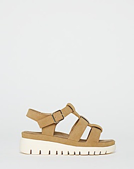 Cushion Walk Taupe Flatform Fisherman Sandals - Extra Wide Fit (EEE)