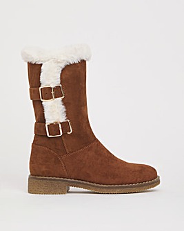 Cushion Walk Lined Winter Boot With Buckle Crepe Sole Wide E Fit