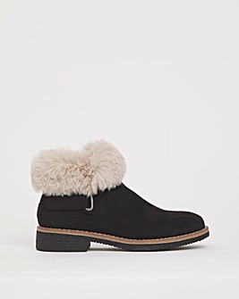 Cushion Walk Fur Collar Crepe Sole Boot Extra Wide EEE Fit