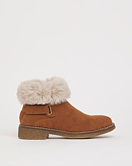 Cushion Walk Fur Collar Crepe Sole Boot Wide E Fit