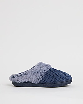 Cushion Walk Cosy Waffle Mule Slipper Extra Wide EEE Fit