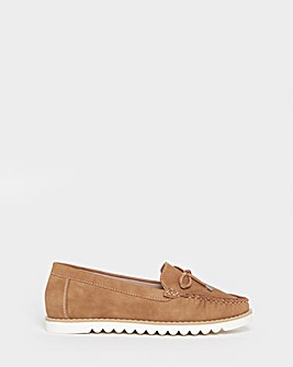 Cushion Walk Bow Detail Moccasin Flats - Extra Wide Fit (EEE)