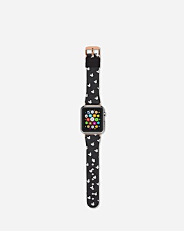 Disney Mickey Mouse Black Leather Printed Apple Strap