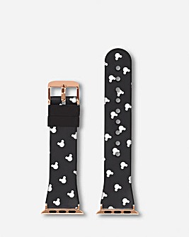 Disney Mickey Mouse Black Leather Printed Apple Strap