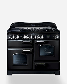 Rangemaster CDL110DFFBL/C Deluxe 110 Dual Fuel Range Cooker Black & Chrome