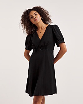 Ro&Zo Black Shirred Detail Short Dress