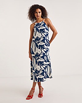 Ro&Zo Palm Print Linen Blend Cami Dress